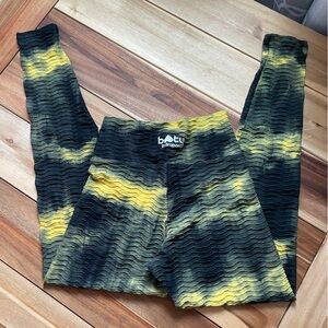 Booty by Brabants Leggings original pattern black and yellow tie dye full length